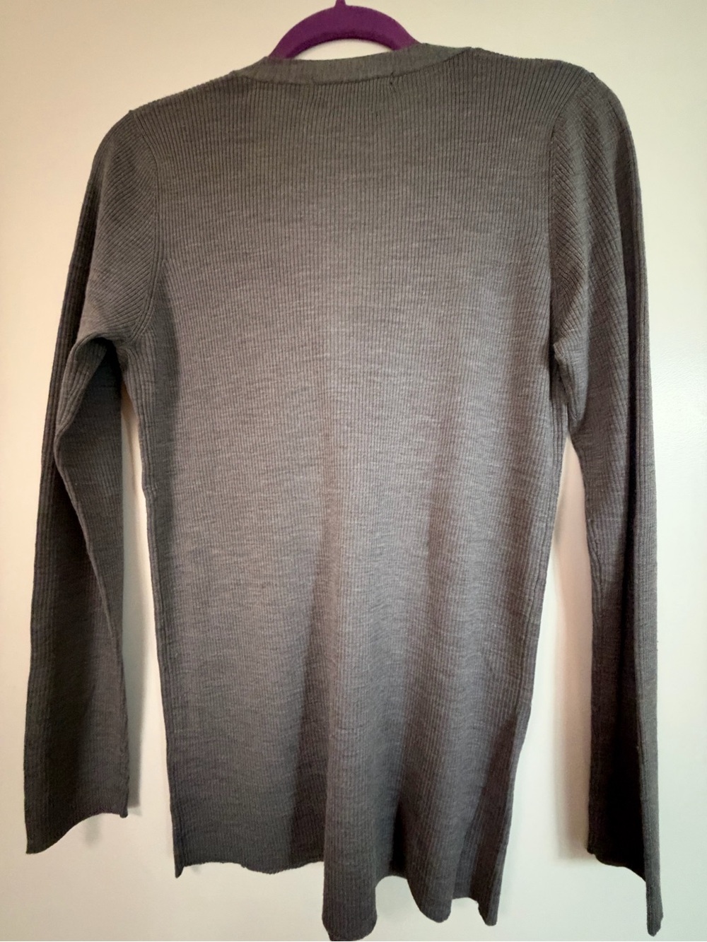 Zara Gray Ribbed V-Neck Button Cardigan - Picture 2 of 4